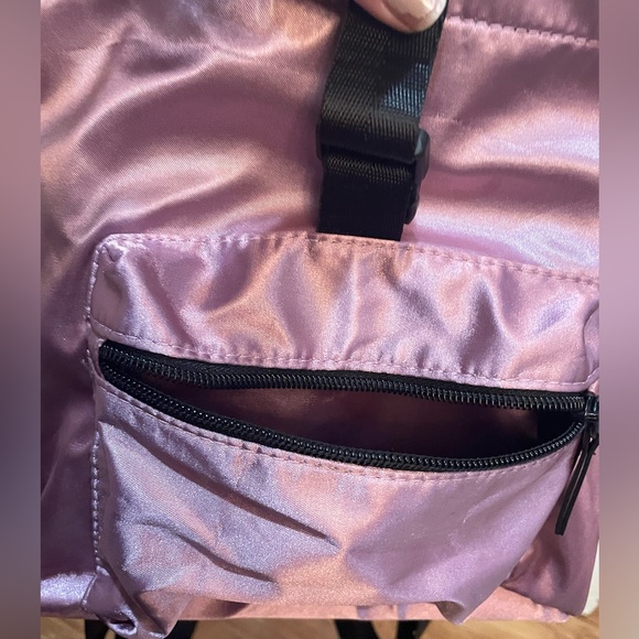 Justice Mini Backpack Purple Metallic Drawstring Closure, Perfect for Tween - Picture 2 of 6